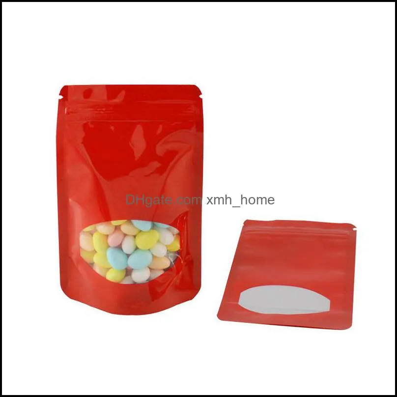 self sealing package bag window stand up gift dried food fruit tea nut packaging pouches 100pcs/pack