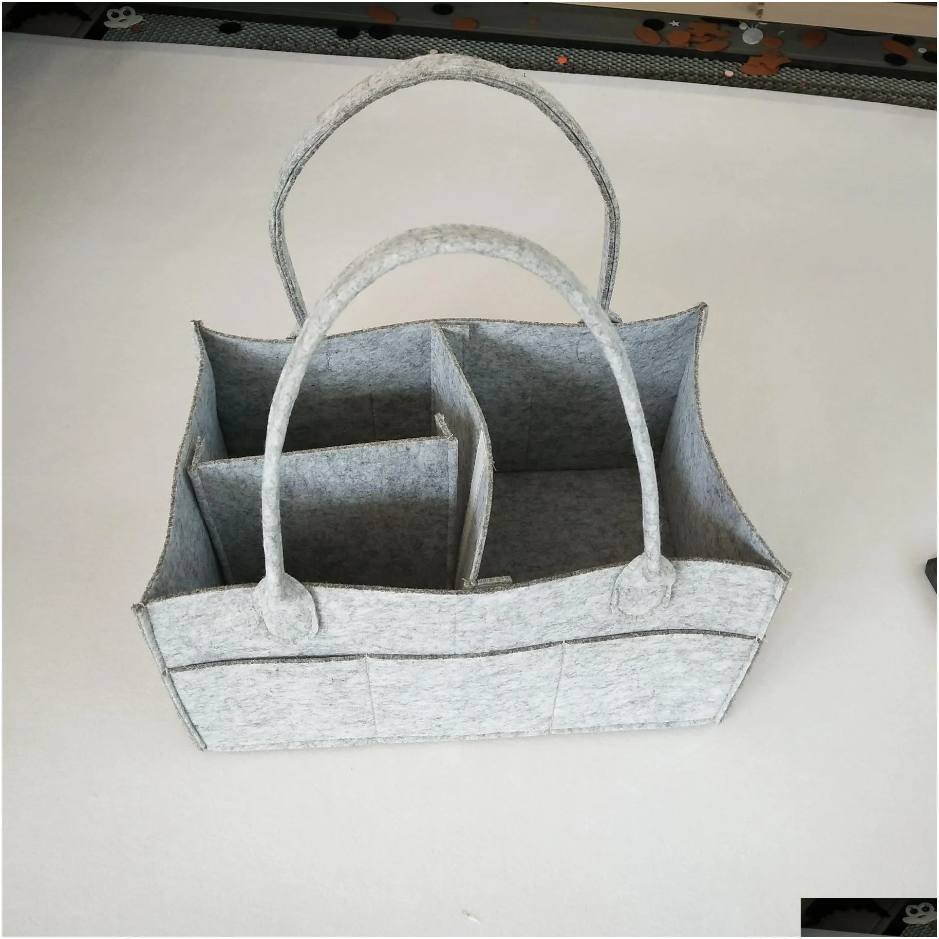 baby diaper bags gray infant diaper tote bag portable car travel organizer felt basket born girl boy nappy storage bag c4244