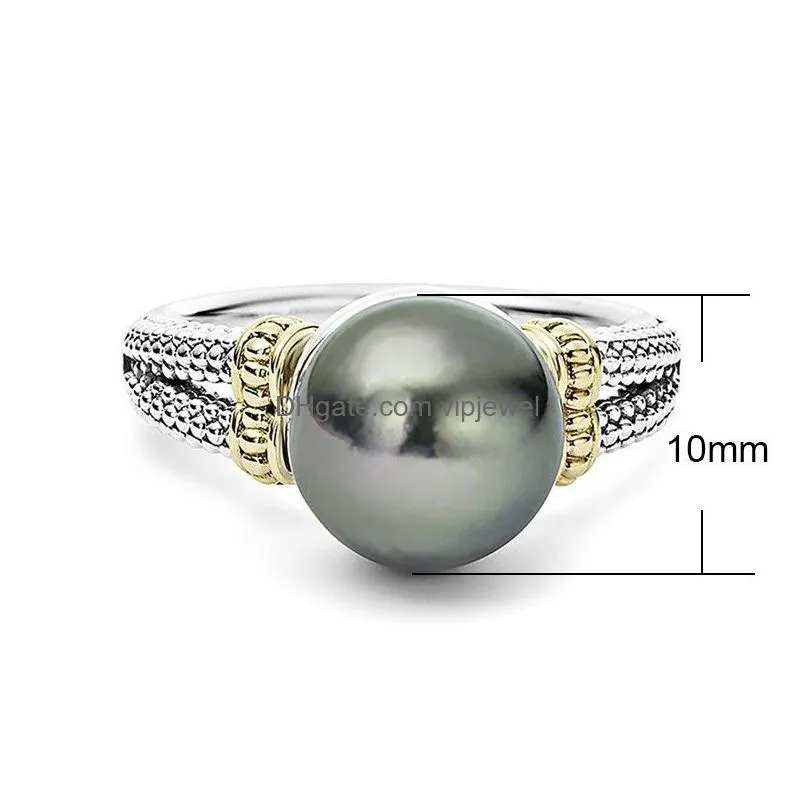  arrival elegant silver gold plated pearl ring womens creative design diamond ring engagement wedding jewelry