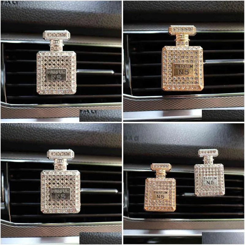 decorations diamond perfume bottle decor for vent clip air freshener in auto interior decoration aroma diffuser car accessories 0919