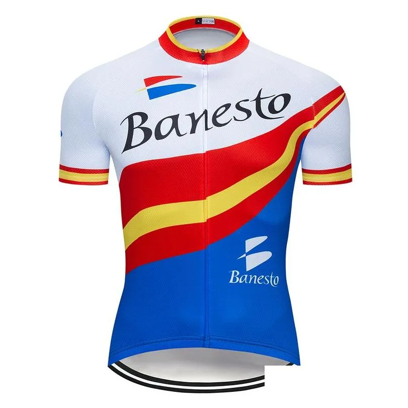 banesto team pro cycling jersey mtb ropa ciclismo mens women summer cycling maillot bike jersey wear 220226