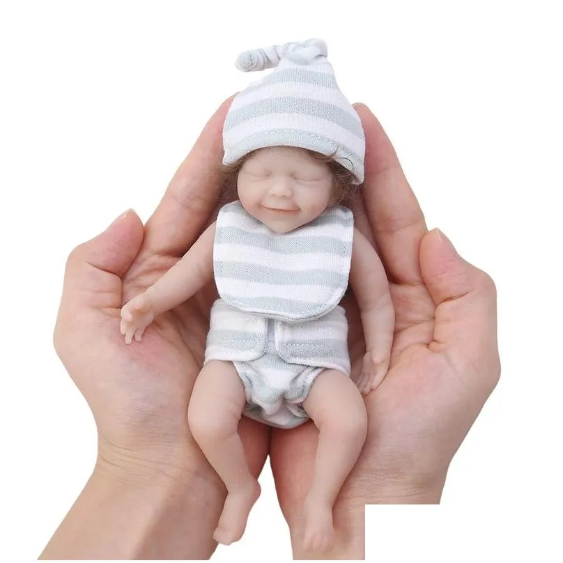 6inch 15cm mini reborn baby doll girl doll full body silicone realistic artificial soft toy with rooted hair drop 220315