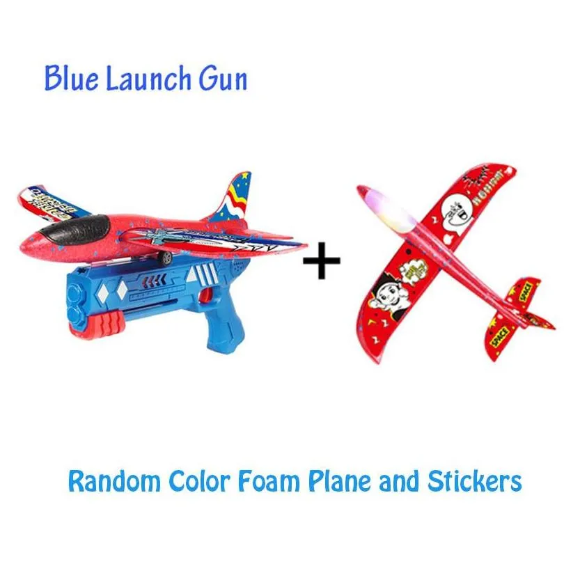 foam plane 10m launcher catapult airplane gun toy children outdoor game bubble model shooting fly roundabout toys 220617