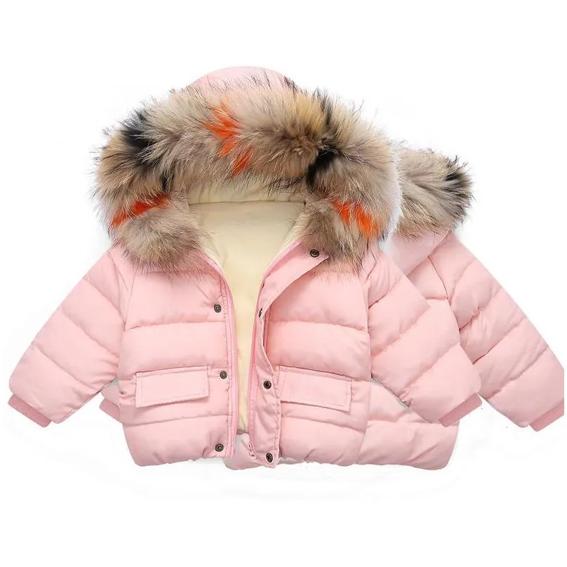 boys autumn winter coats kids jackets toddler boy girl fur collar hooded children warm zipper outerwear baby clothes 201216