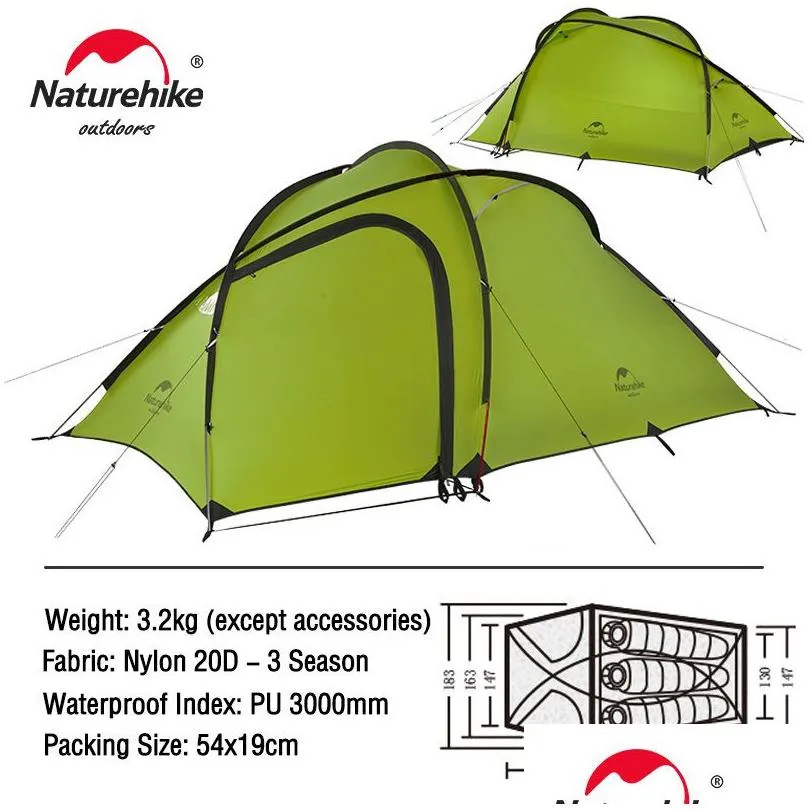 tents and shelters hiby 3 4 3 4 person family travel ultralight waterproof hiking portable outdoor camping 221108