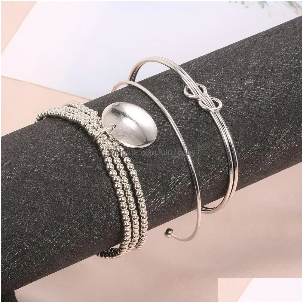 fashion 925 silver bracelet female cute simple knot tassel open cuff bracelet hypoallergenic jewelry set ib09031