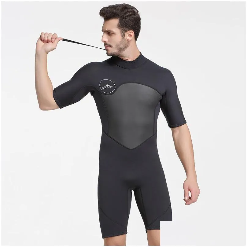 sbart 2mm neoprene wetsuit men keep warm swimming scuba diving bathing suit short sleeve triathlon wetsuit for surf snorkeling 220719