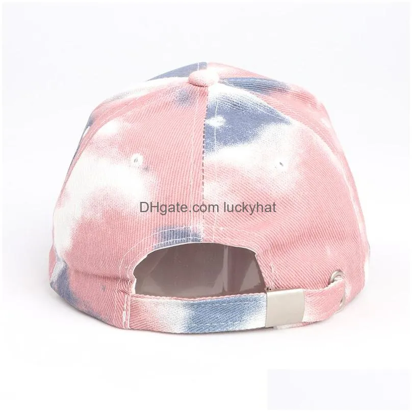 new fashion 7 colors tie dye candy color baseball cap men women messy bun baseball hat snapback caps casual hats