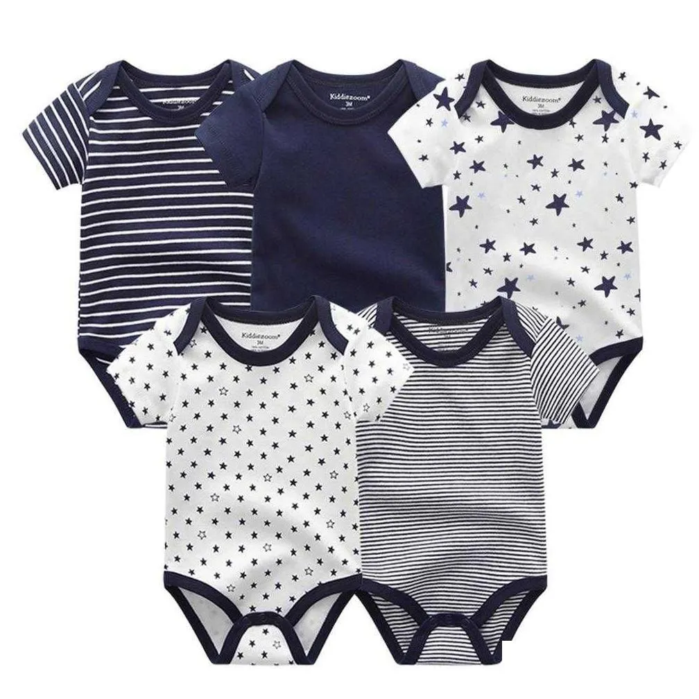 baby rompers 5-pack infantil jumpsuit boy girls clothes summer high quality striped born ropa bebe clothing costume 210824