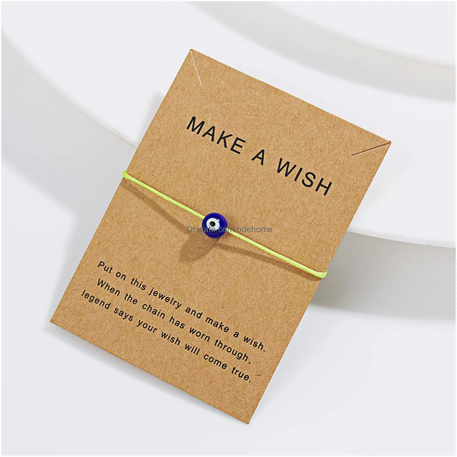 Make a Wish Blue Evil Eye Woven Paper Card Identification Bracelet Men Women Adjustable Lucky Red String Bracelets Female Fashion