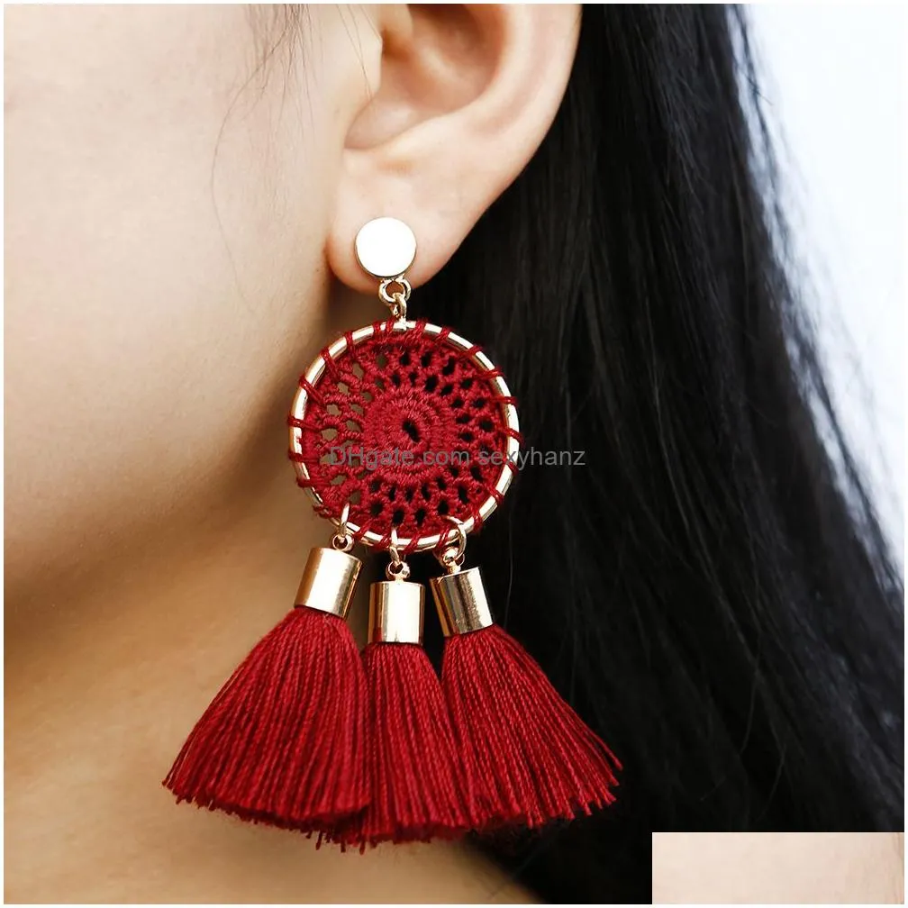 fashion statement dangle tassel earrings for women vintage ethnic drop boho diamond earring party eardrop accessories girls