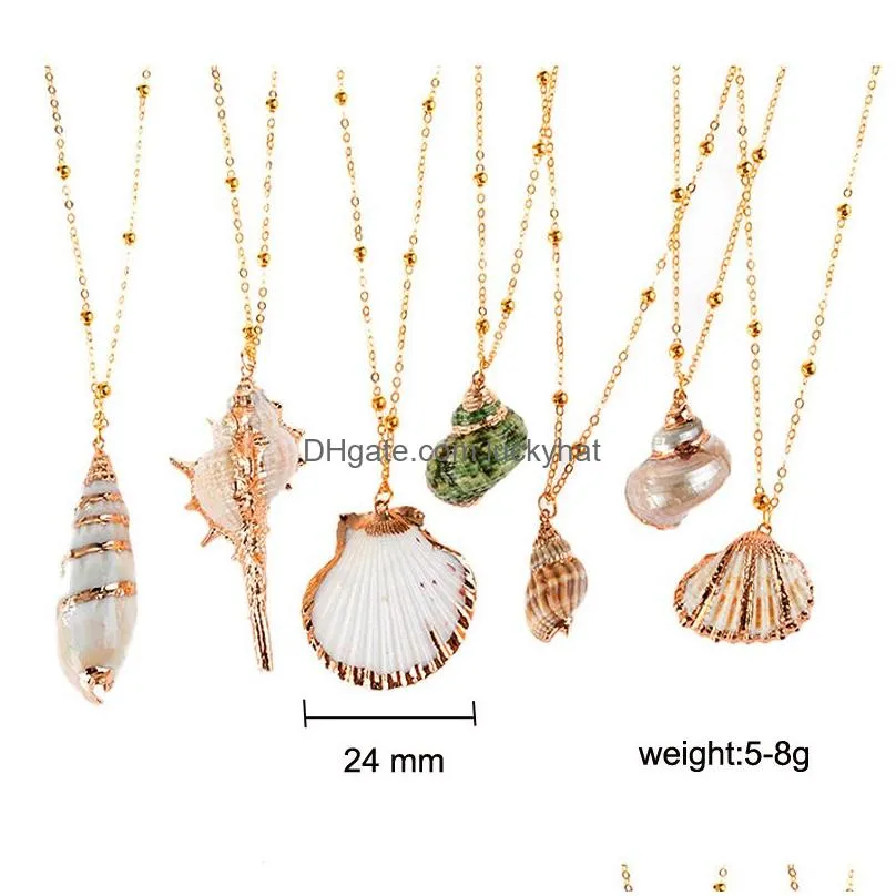 New Fashion Gold Plated Seashell Conch Pendant Necklace American European 18k Gold Chain Necklace Summer Beach Jewellry