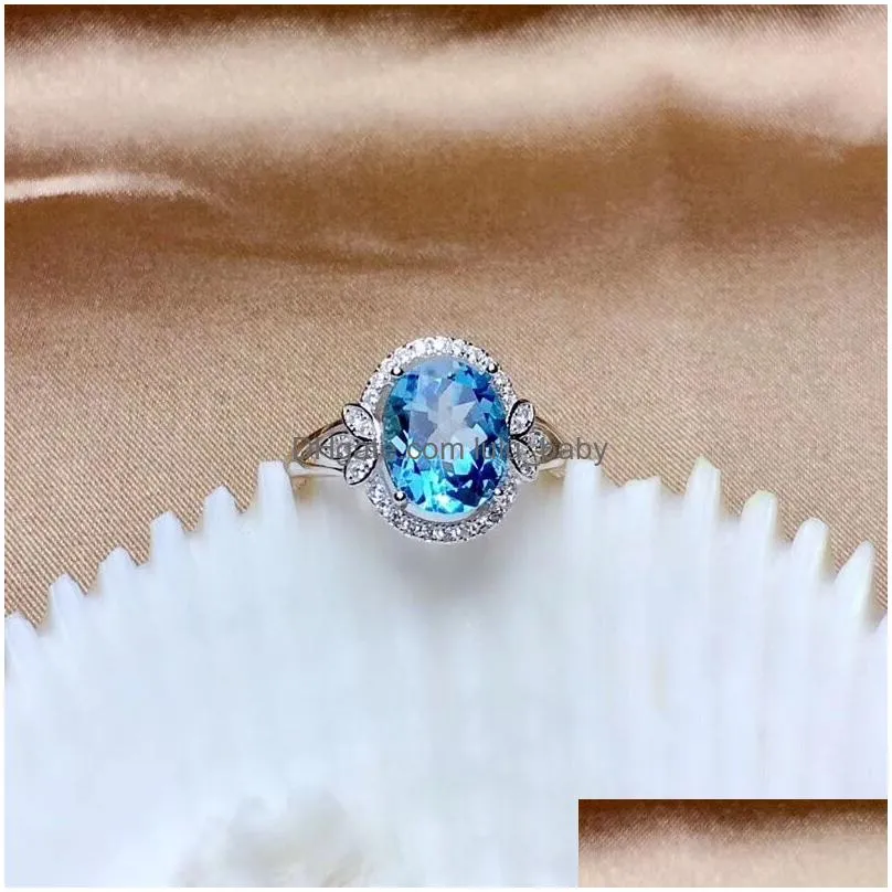 luxury designer 925 silver sparkling topaz engagement ring elegant oval big stone jewelry for women girls size 6 7 8 9 10
