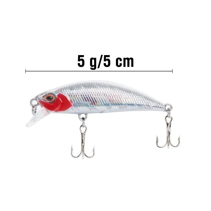 10pcs/lot 5g 5cm minnow fishing lure laser hard artificial baits 3d eyes fishing tackle