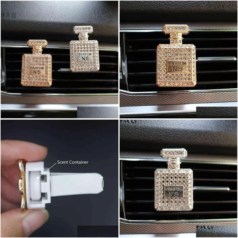 decorations diamond perfume bottle decor for vent clip air freshener in auto interior decoration aroma diffuser car accessories 0919