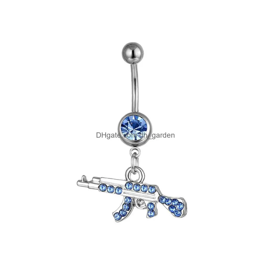 d0081 gun belly navel button ring mix colors