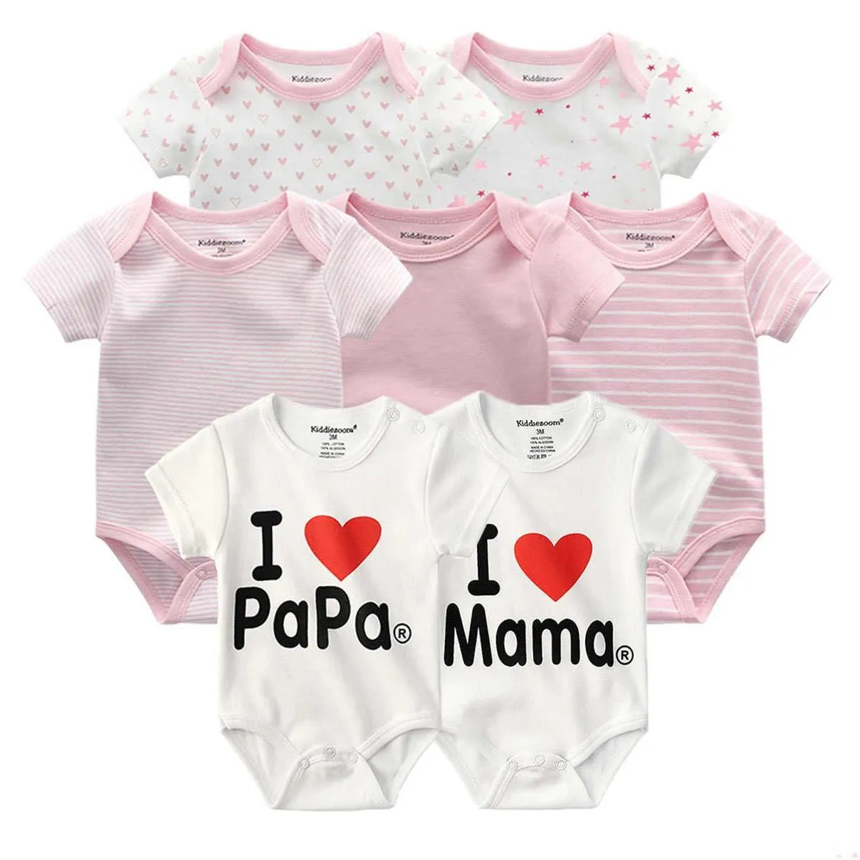 7 pcs/lot short sleeve baby rompers 100%cotton overalls born clothes roupas de bebe boys girls jumpsuit clothing 210824