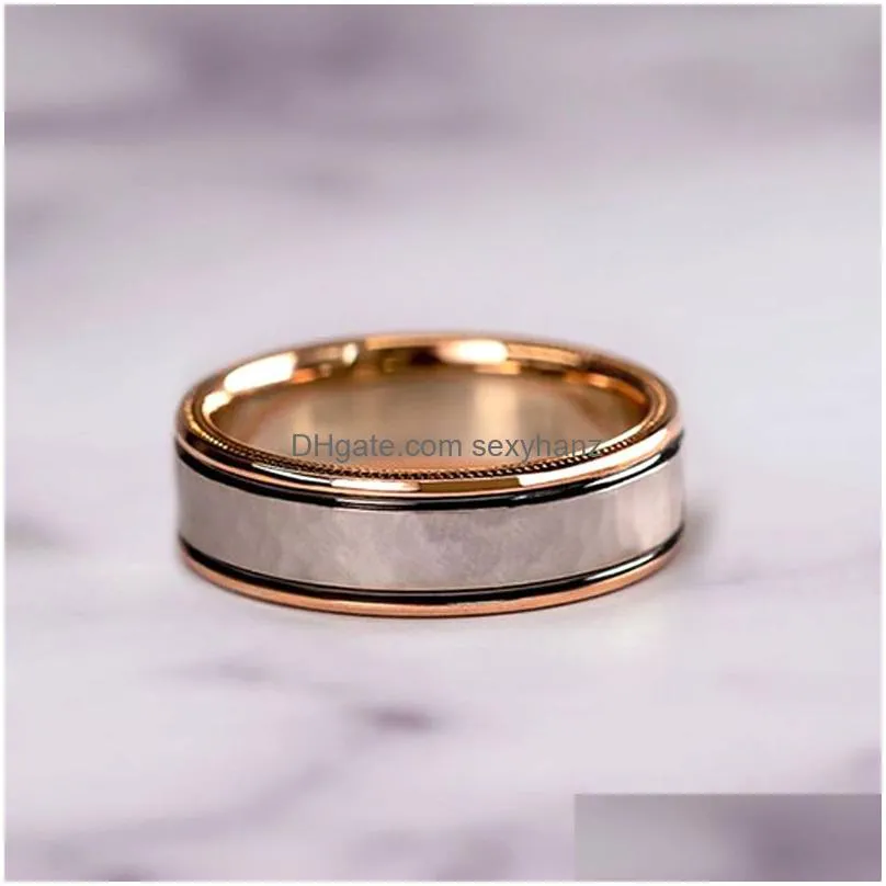 classic men women diamond ring with side stones fashion rosegold stackable couple rings for women wedding engagement jewelry