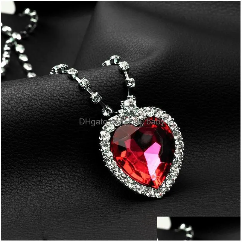  selling titanic necklace the heart of the ocean diamond necklace crystal chain luxurious heart pendant necklaces for women