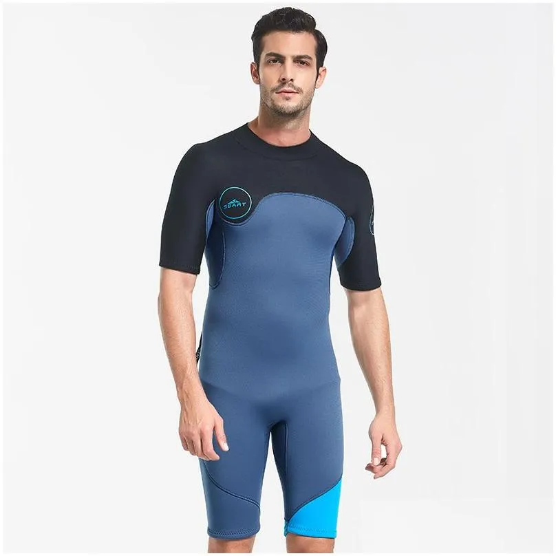 sbart 2mm neoprene wetsuit men keep warm swimming scuba diving bathing suit short sleeve triathlon wetsuit for surf snorkeling 220719