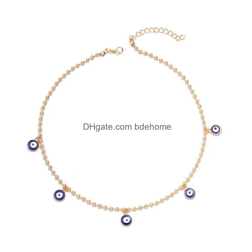 Bohemian Demon Evil Eye Choker Necklace for Women Retro Fashion Jewelry Accessories Gold Chain Necklace