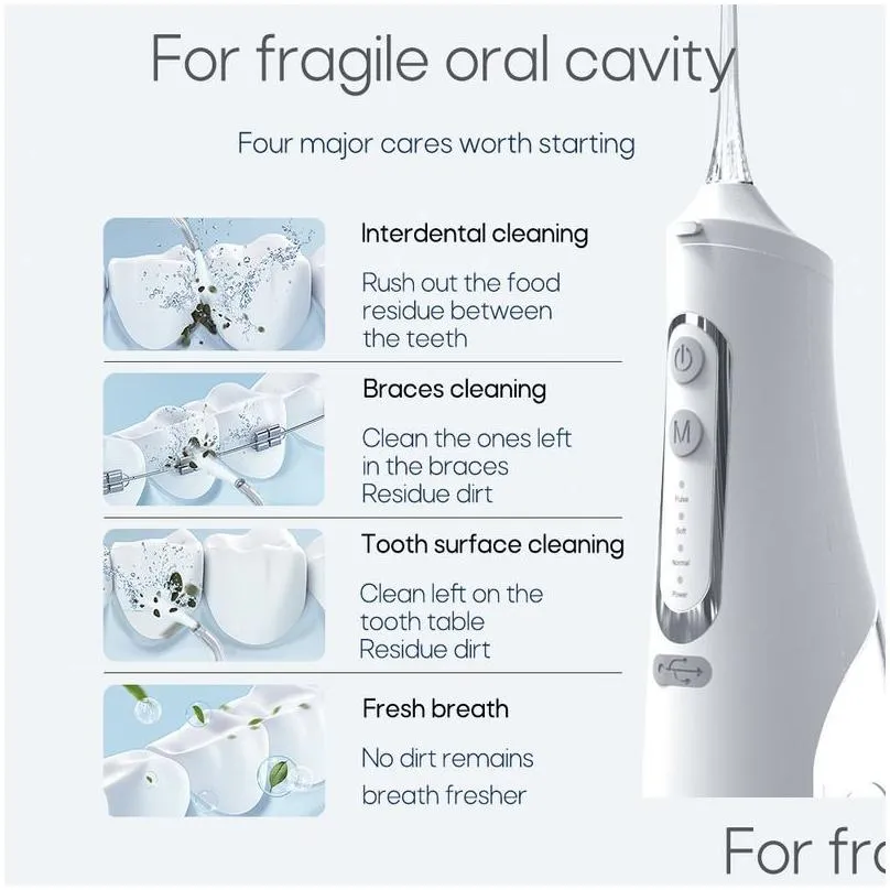 other oral hygiene portable oral irrigator 310ml usb rechargeable teeth flusher dental water pick flosser water  4 nozzles tooth cleaner