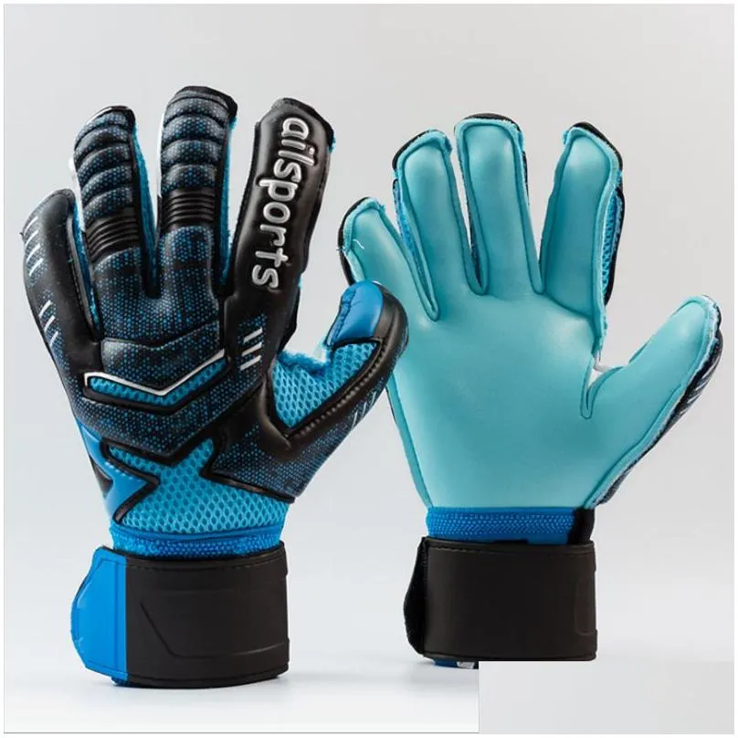 sports gloves kids men professional soccer goalkeeper strong 5 finger save protection thicken latex de futebol goalie goal keeper glove