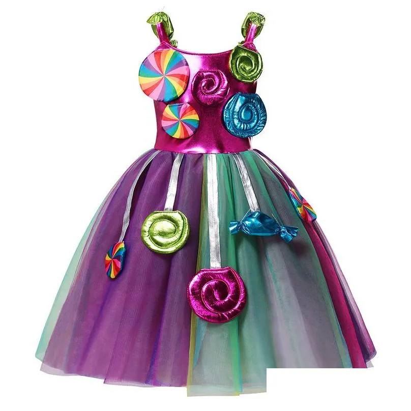 muababy carnival candy dress for girls purim festival fancy lipop costume children summer tutu dresses dressy party ball gown 220308