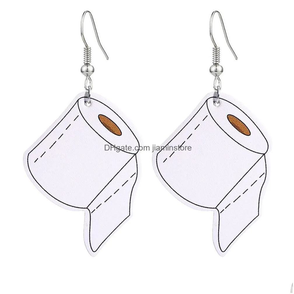 Creative Mask Drop Earrings For women PU Leather Tissue Paper Dangle Charm Hoop Earring Fashion Party Jewelry