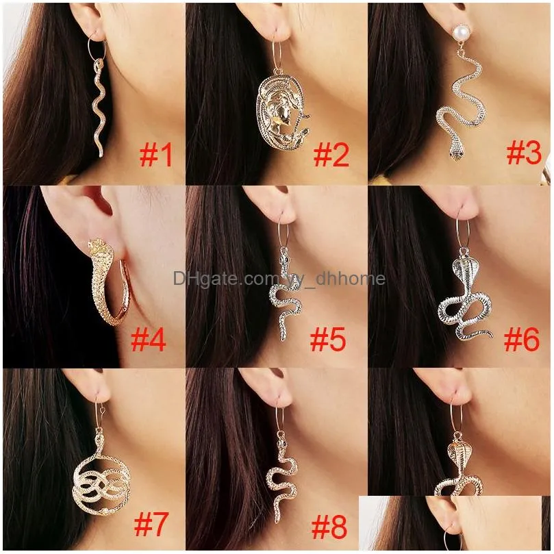 snake dangle earrings for women men animal pendant gold silver color hoops earring punk jewelry gift hip hop accessories