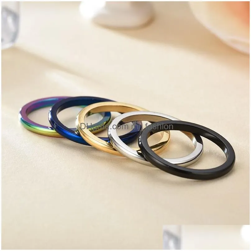 Minimalism 2mm Stainless Steel Thin Rings Stackable Band Ring Finger Rings Toe Ring For Men Women