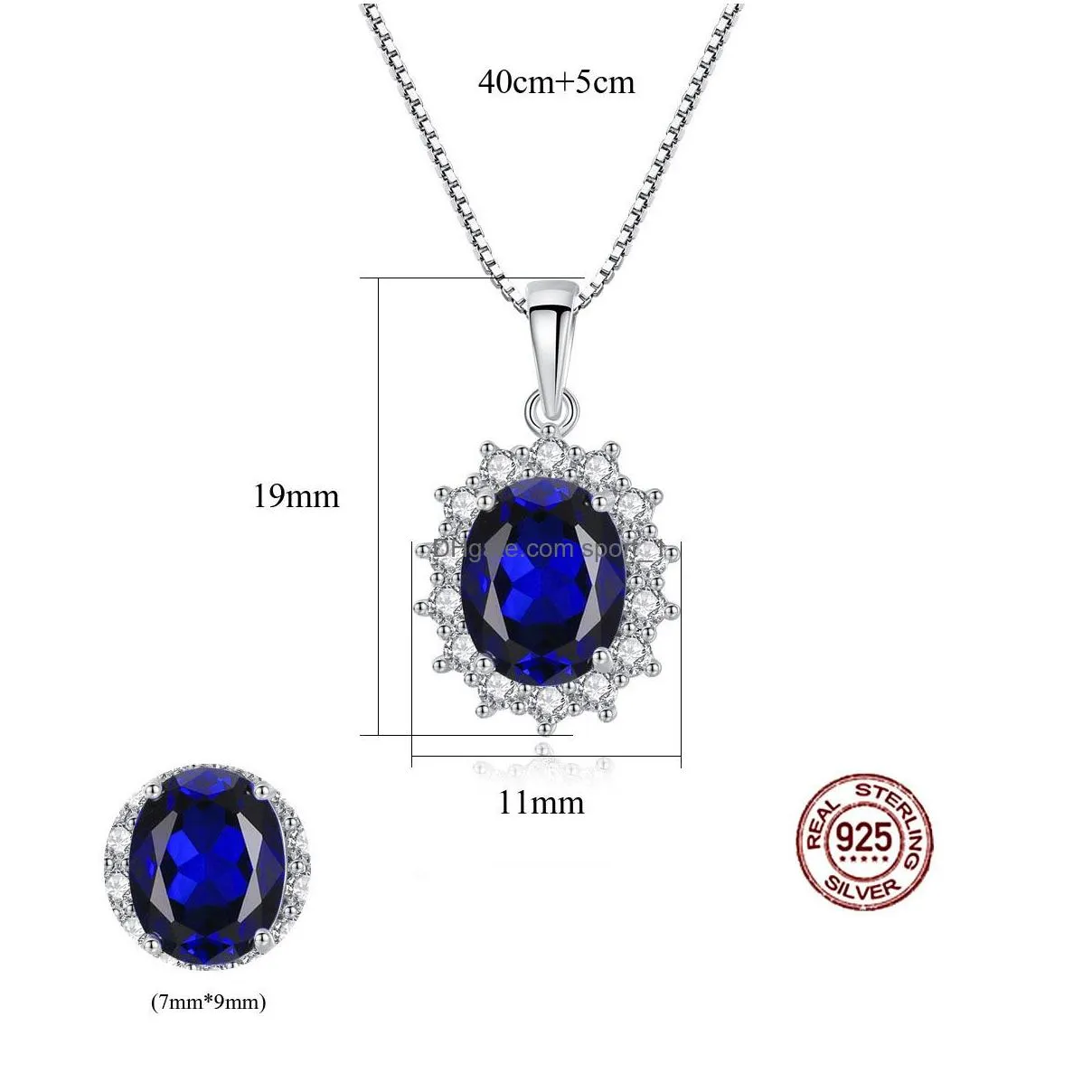 womens unique blue topaz jewelry classic 925 sterling silver oval shape diamond wedding necklace