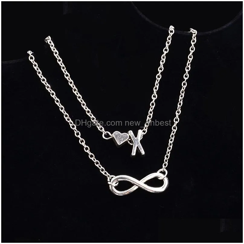 Hot Selling Fashion 925 Silver Infinity Love Heart Bracelets 26 Letters Initials Anklet Bracelet for Jewelry Wholesale