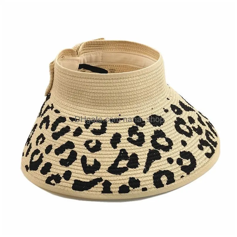 European and American Fashion Women Visors Messy Sun Hat Leopard Print Snapback Caps Foldable Casual Hats for Outdoor Sports Daily Party