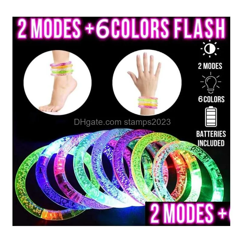 led glow sticks bracelets anklet light up party favors flashing bubble clear bangle birthday carnival wedding atmosphere supplies