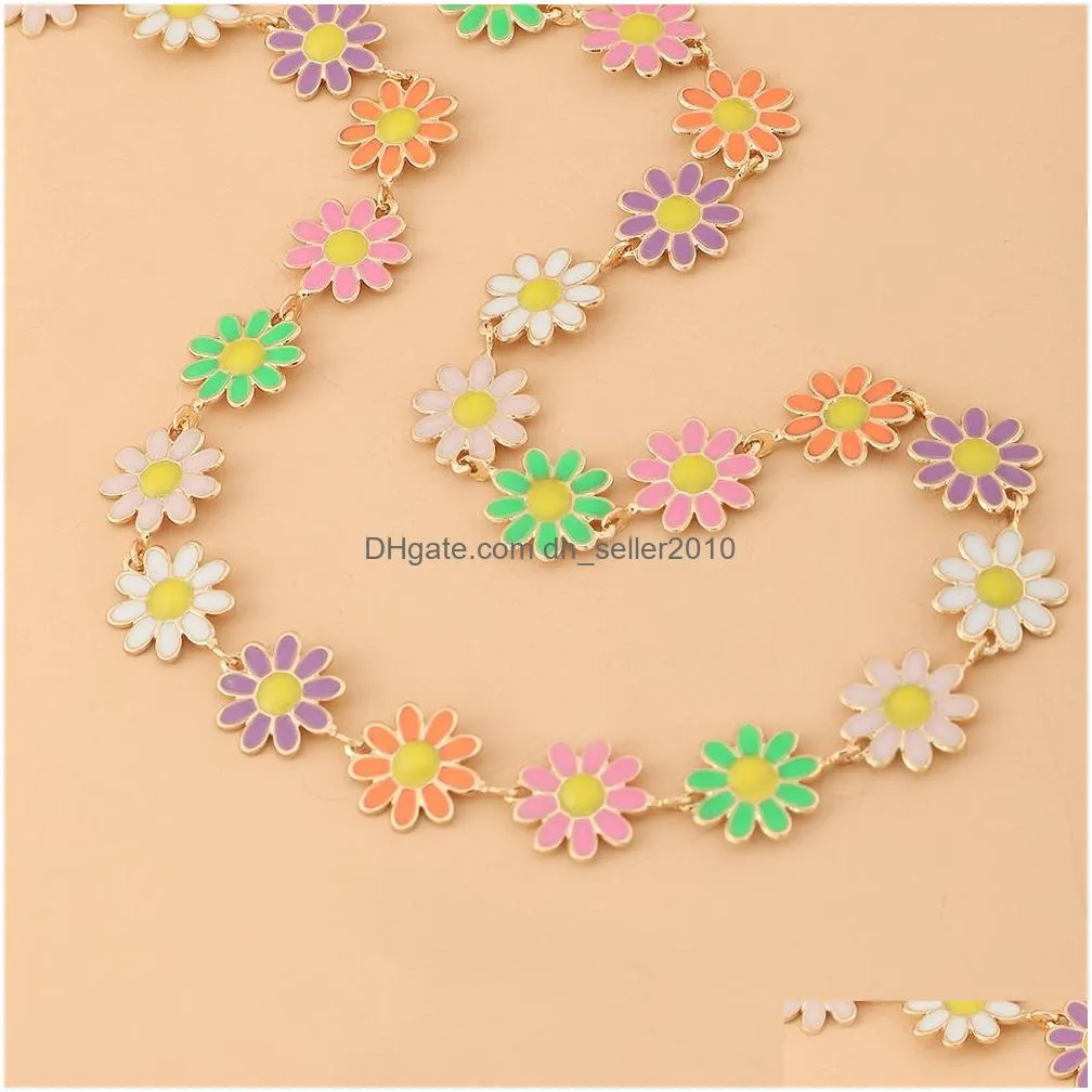 Elegant Flower Daisy Clavicle Necklace Chockers For Women Statement Bridal Wedding Party Jewelry Korean Choker Bead Pendant Birthday