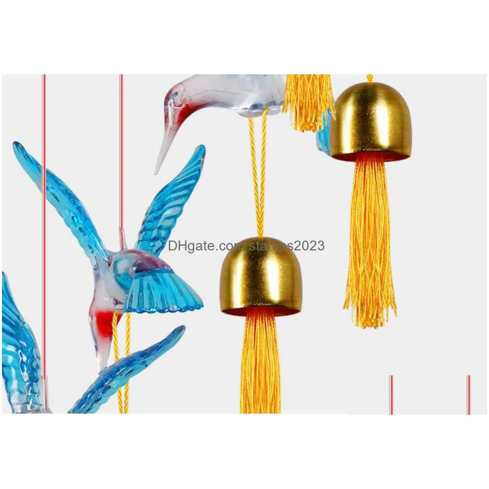 solar hummingbird butterfly led wind chimes garden decorations party decor color changing outdoor waterproof mobile hanging pendant lights for porch patio