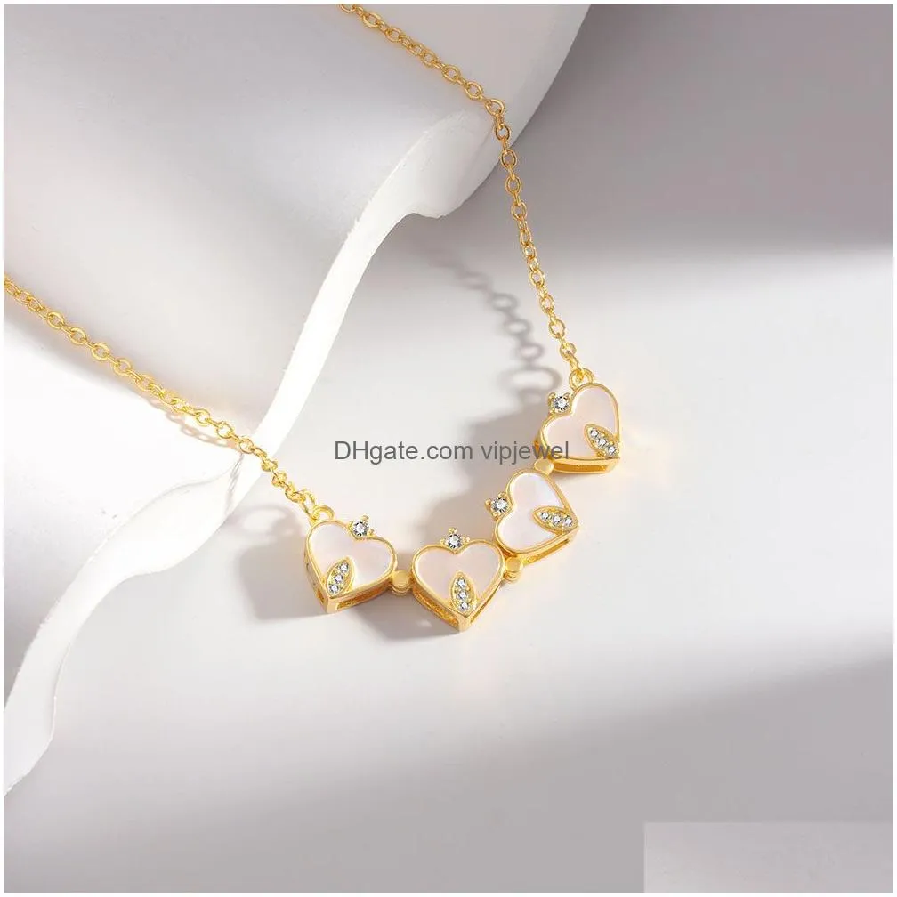 foldable korea gold plated pendant creative diamond jewelry 100% 925 sterling silver four leaf clover necklace for women girls