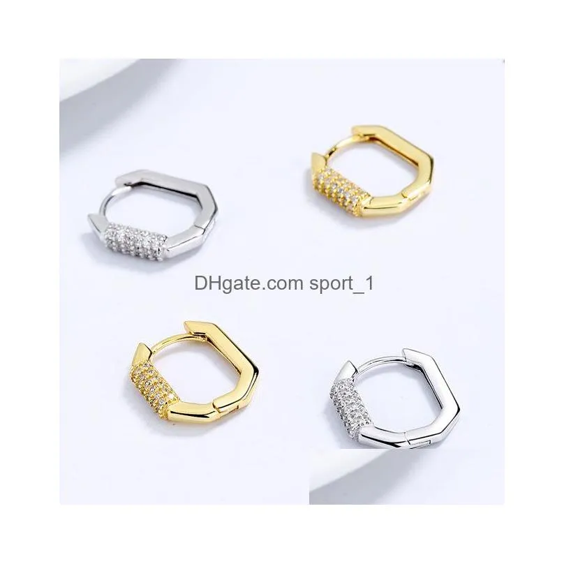 square circle hoop earrings for women 100% 925 silver shiny cubic zircon earring 2023 trendy jewelry