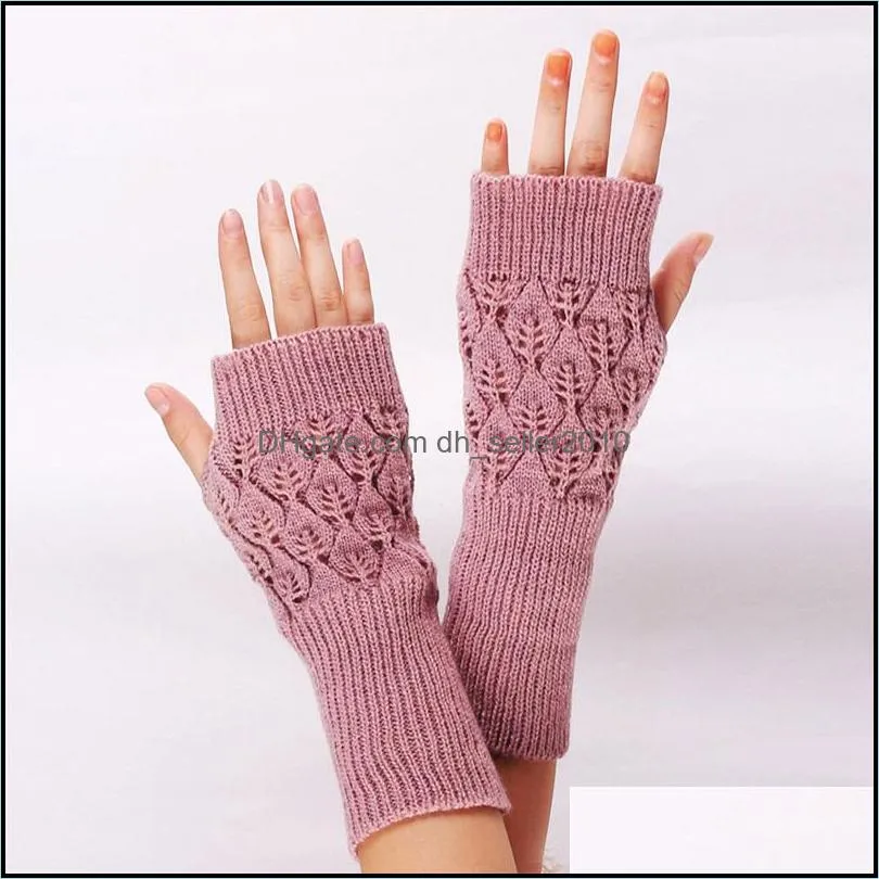 Acrylic Half Finger Glove 6 Color Hollow Design Ventilation Wrist Fingerless Gloves Spring Autumn Womens Decor Expose Fingers Mitt 4 3xq