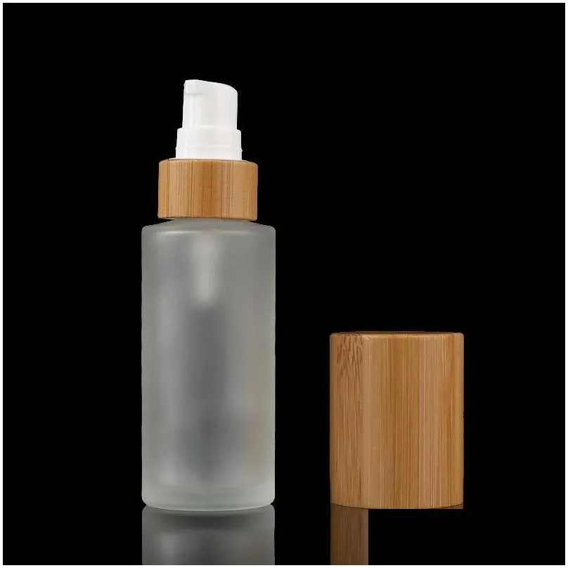 30ml 50ml 100ML 120ML 150ML Frosted Clear pumps tops bamboo lotion bottle 1oz 2oz 4oz Frost Glass bamboo Mist Spray Bottle1