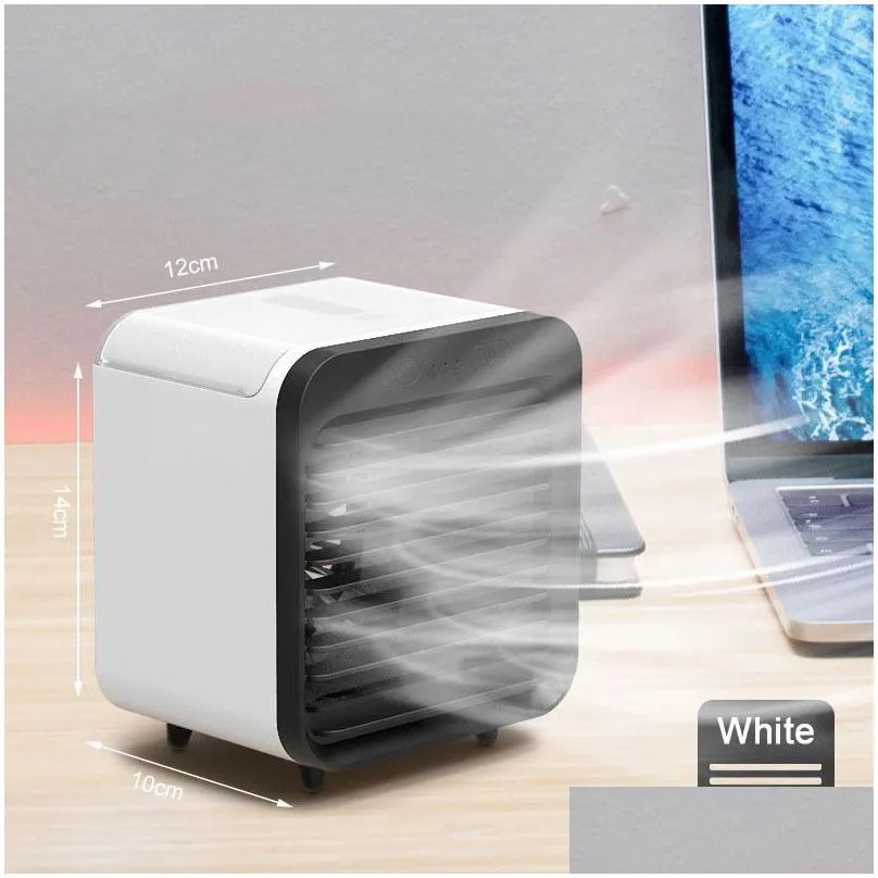 portable mini air conditioner desktop fan 5000mah usb rechargeable air cooler table cooling mist fan humidifier for office home 220719