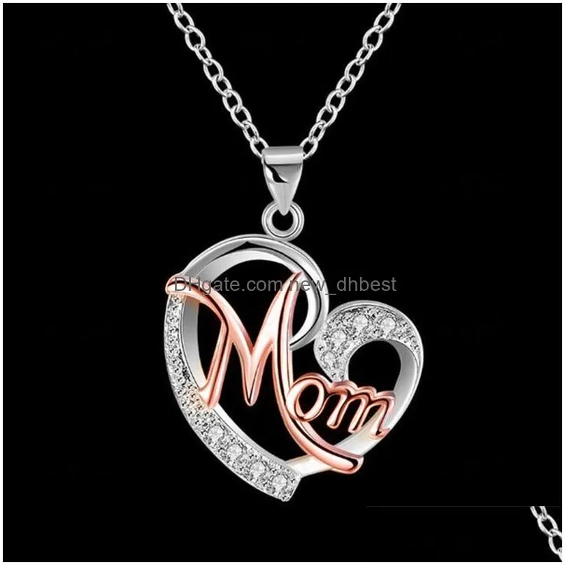 Hot Selling Silver Gold Plated Mom Necklace Womens Two Tone Chain Necklace Jewelry Mother`s Day Gifts 45cm