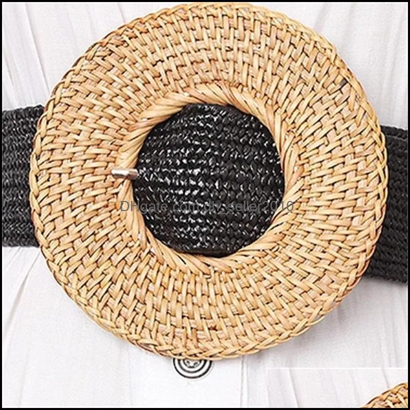 Wide Round Weaving Buckle Waistband Women New Elastic Knitted Braided Waist belts Strap Bohemian Style Dress Belt Ceinture