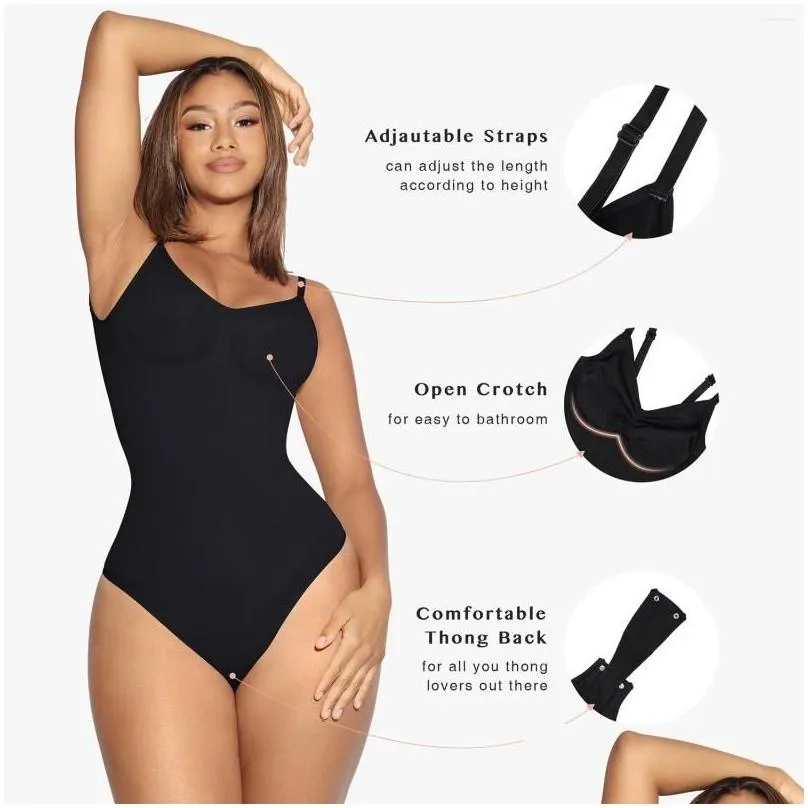 Seamless Thong Low Back Shapewear Bodysuit For Women Tummy Control