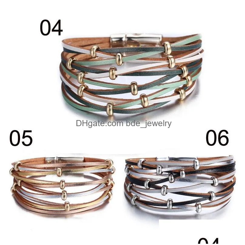 fashion gold sliver couple bracelet for women love vintage leather friendship bracelets bangles femme punk jewelry