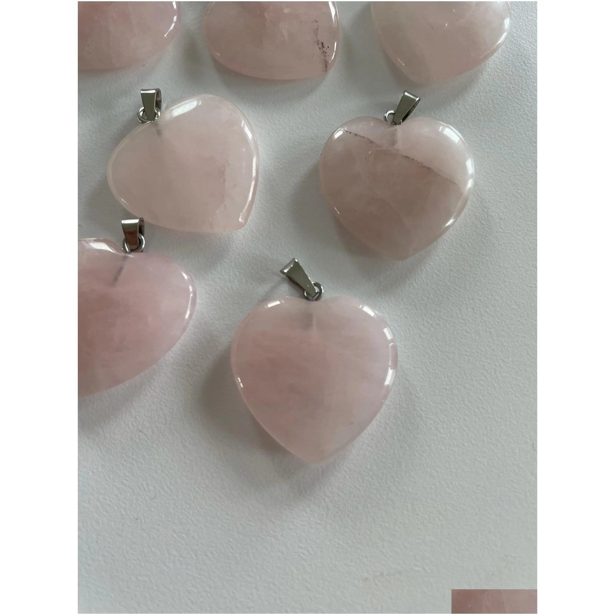 rose quartz heart natural stone charms chakra healing pendant diy necklace earrings jewelry making