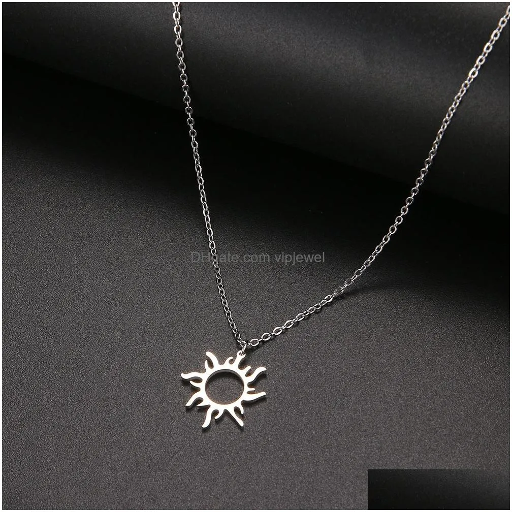 fashion stainless steel pendant necklace gold plated ethnic sun totem pendent necklaces for charm women birthday party jewelry