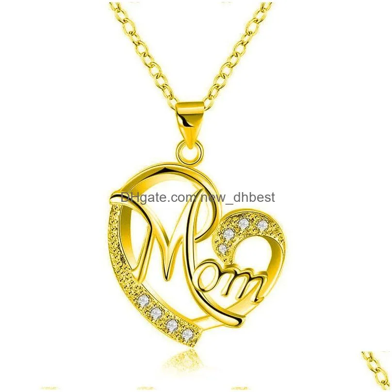 Hot Selling Silver Gold Plated Mom Necklace Womens Two Tone Chain Necklace Jewelry Mother`s Day Gifts 45cm