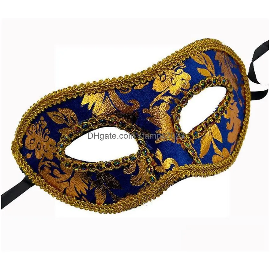 halloween masks shining gold print masquerade mardi gras half face ball eyemask party costume accessory christmas decor props for men